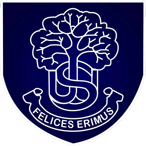 St John's Wood Logo - Blue shield with white tree.