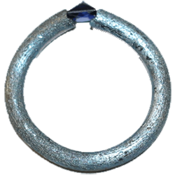 Titanium tension set ring with sapphire.