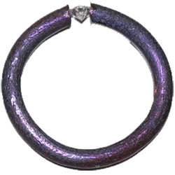 Titanium tension set ring with moissanite.